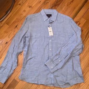 Black Brown 1826 Blue Crossdye Linen Shirt - XL
